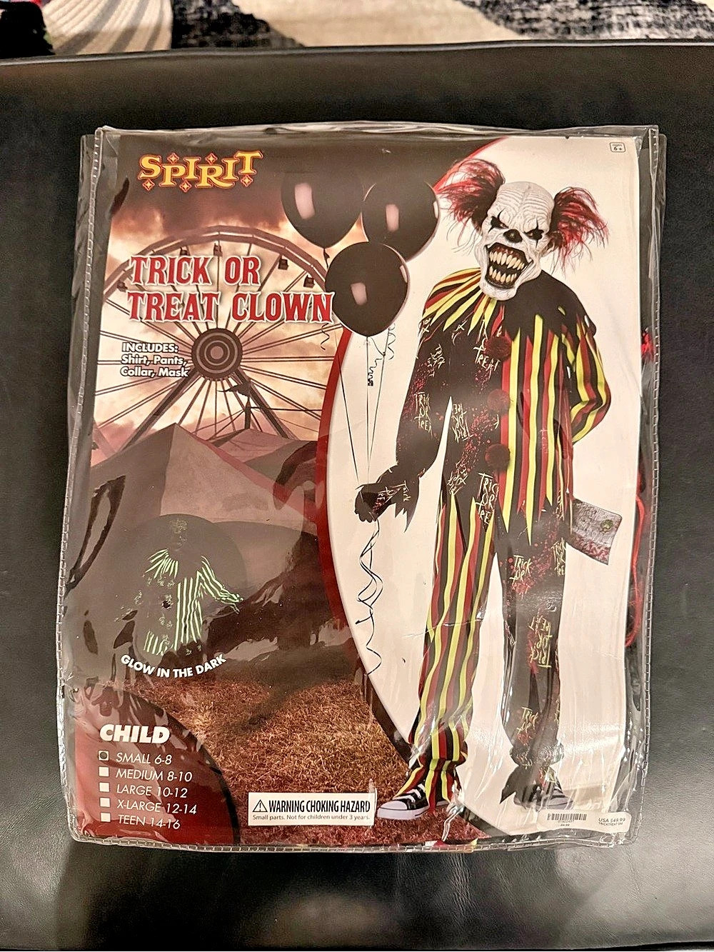 Spirit Trick or Treat Clown Kids Halloween Costume kids Small NWT